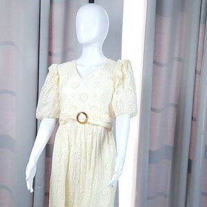 Ryan Michelle Women's 100% Cotton Cream Midi Dress Size Large (NWT)